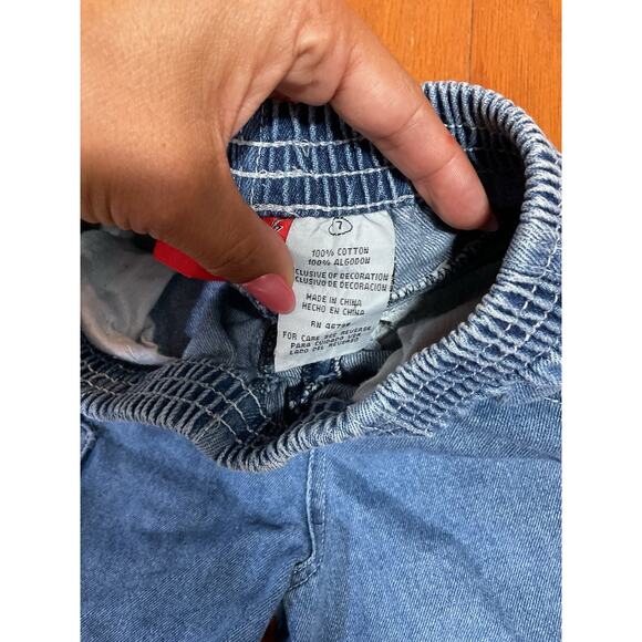 Vintage Disney Pixar Cars Denim Jean cargo Shorts 2000s y2k elastic band size 7 - Picture 5 of 8